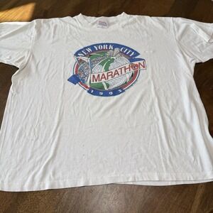 Vintage Rare T-SHIRT  NEW YORK City MARATHON 1993  James A. Willis Art  XL